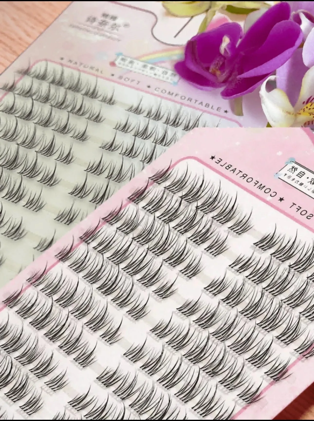 1 Box of 120 pcs Korean Refined Black Anime Style False Eyelashes, C Curl Natural Flirty Design, Manga Lashes