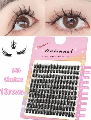 160 Clusters Of Tower Top False Eyelashes, Thick Style, Easy To Graft False Eyelashes, Makeup Eyelash Tool 11-13mm Length 0.07 Thickness