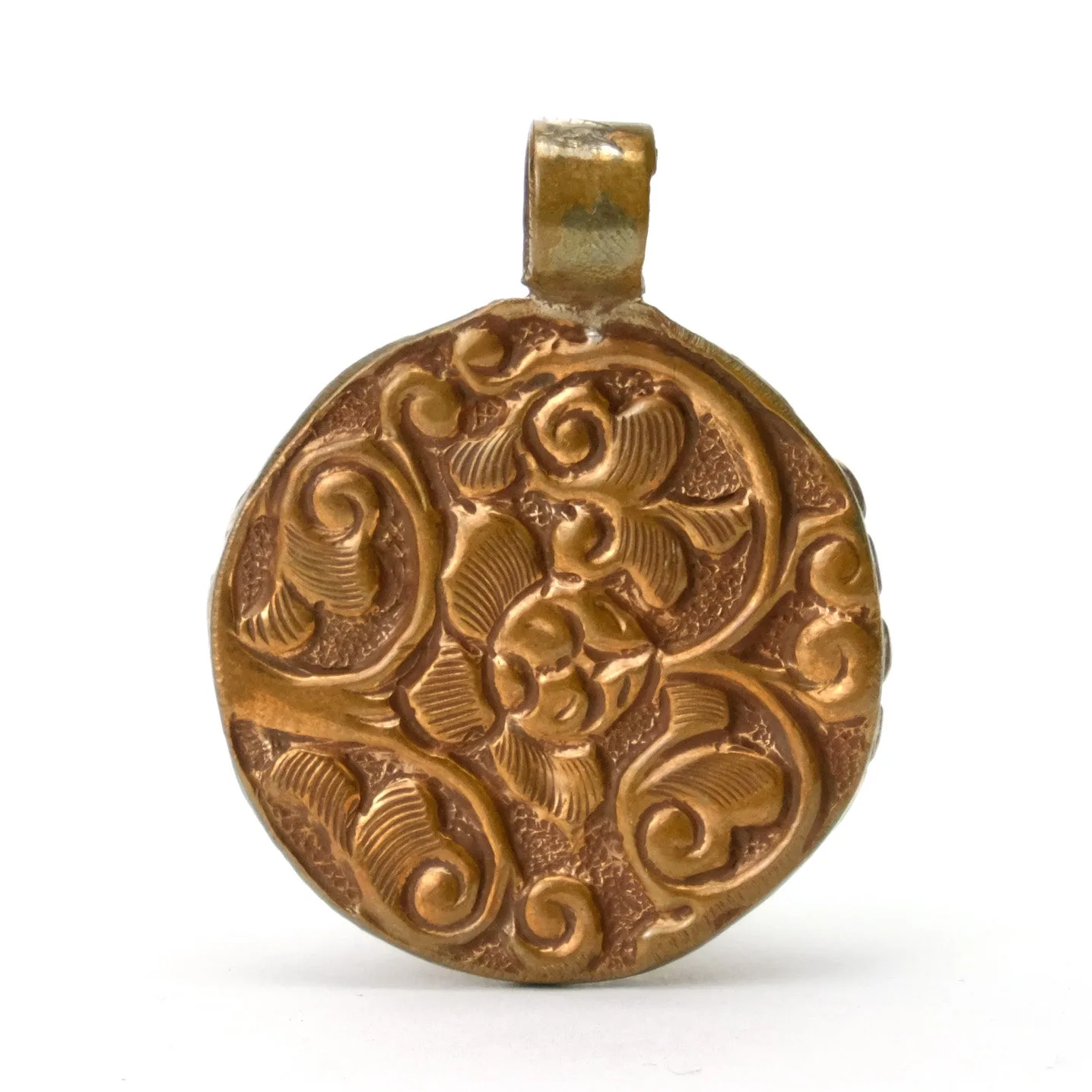 Brown Eye Evil Eye Set in Copper Pendant Round # 54 - 3
