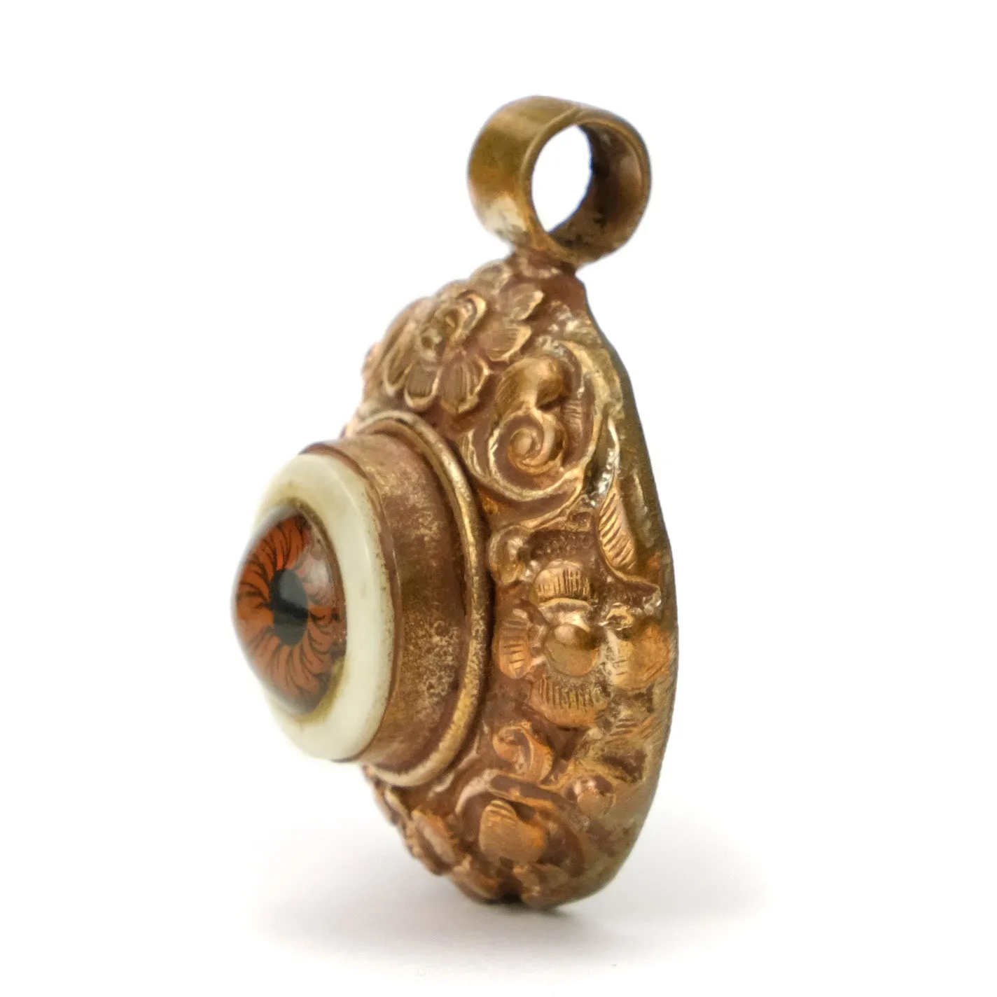Brown Eye Evil Eye Set in Copper Pendant Round # 54 - 3