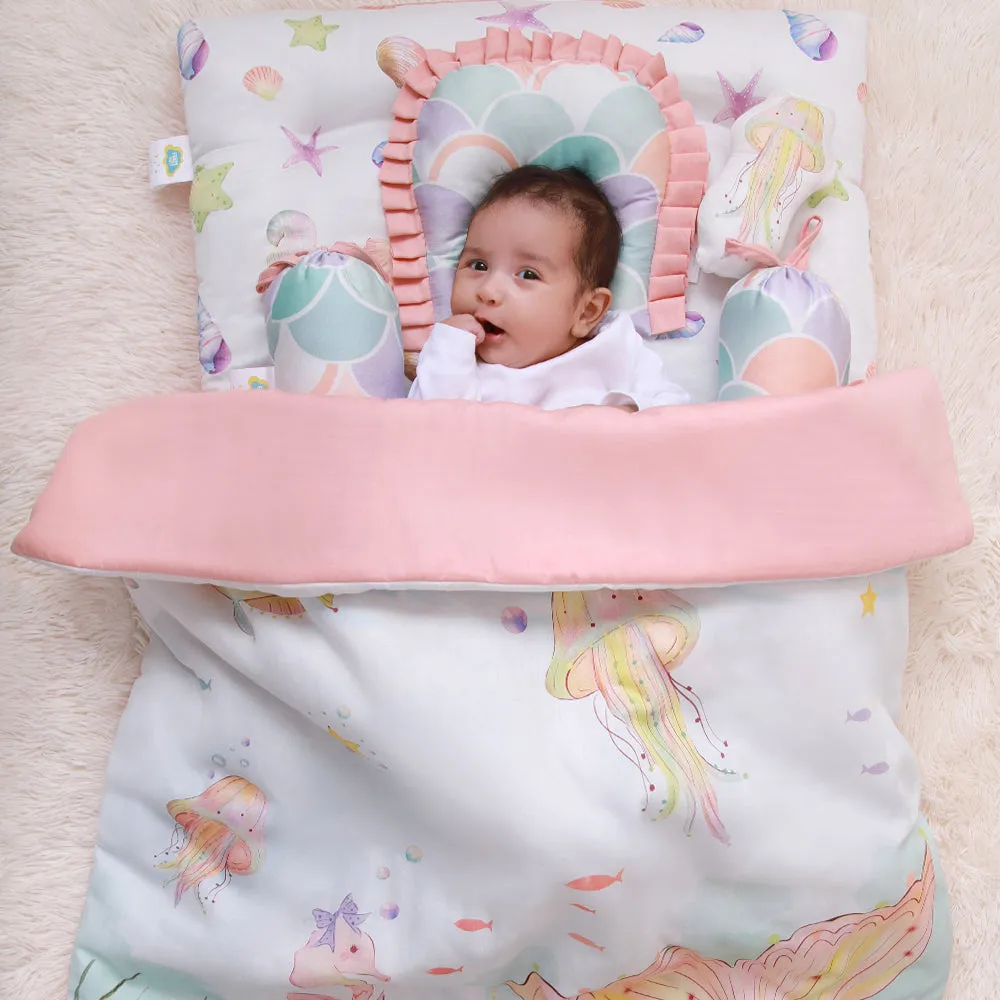 Fancy Fluff 6 Pc Organic New Born Bed Set - Sea Fantasy