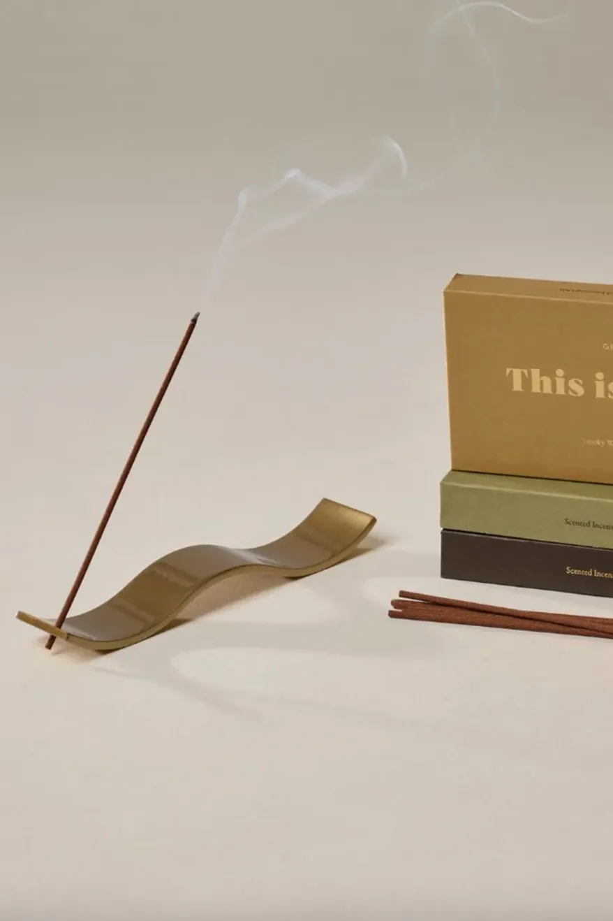 GENTLE HABITS BRASS WAVE INCENSE HOLDER