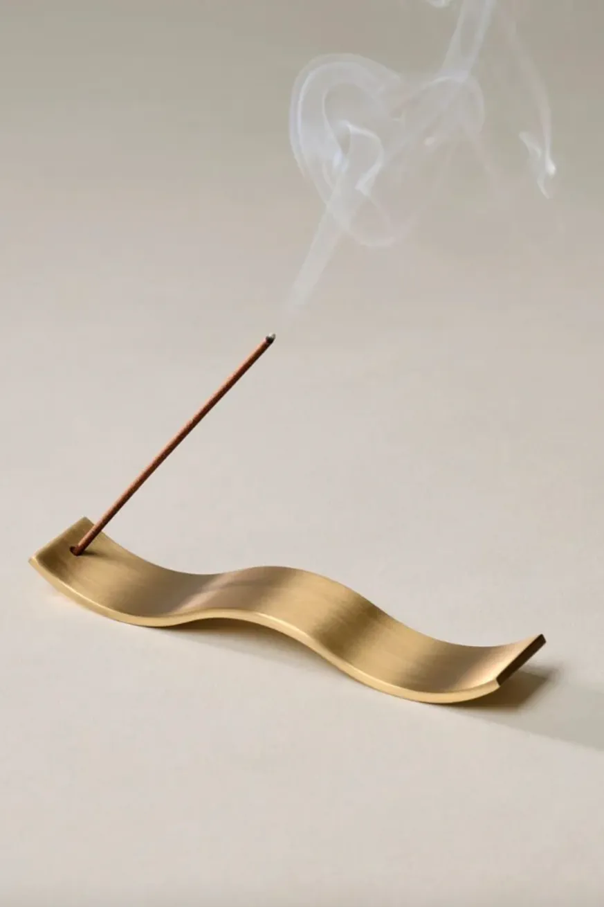 GENTLE HABITS BRASS WAVE INCENSE HOLDER