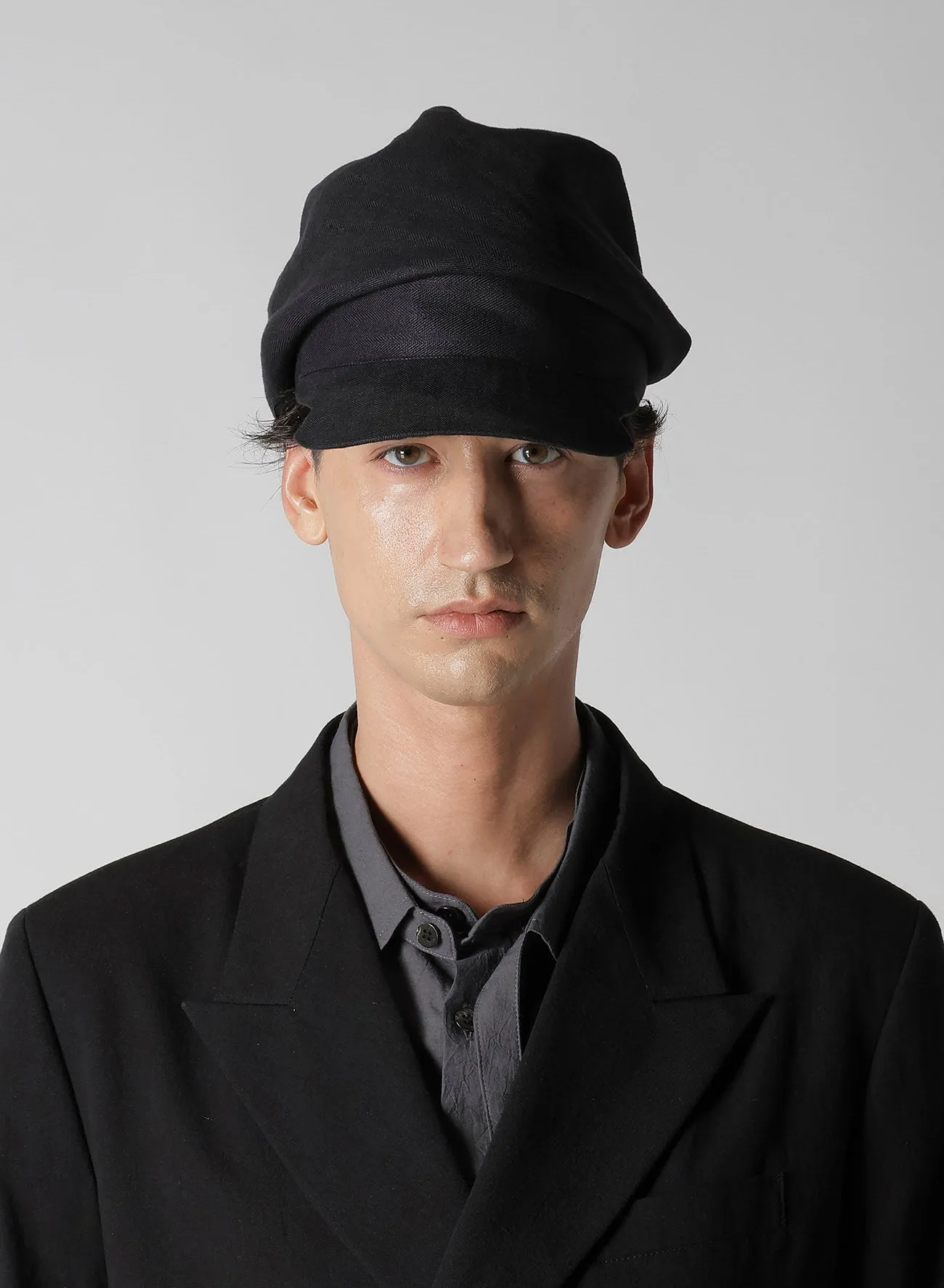 LINEN HERRINGBONE DRAPE CAP