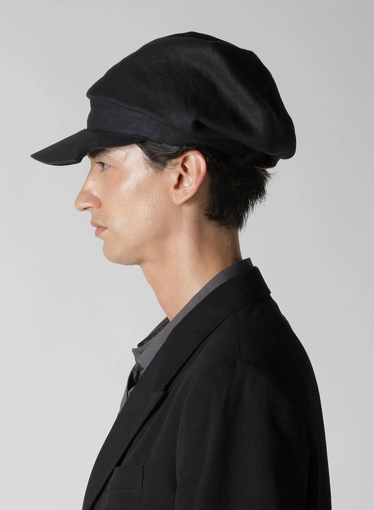 LINEN HERRINGBONE DRAPE CAP
