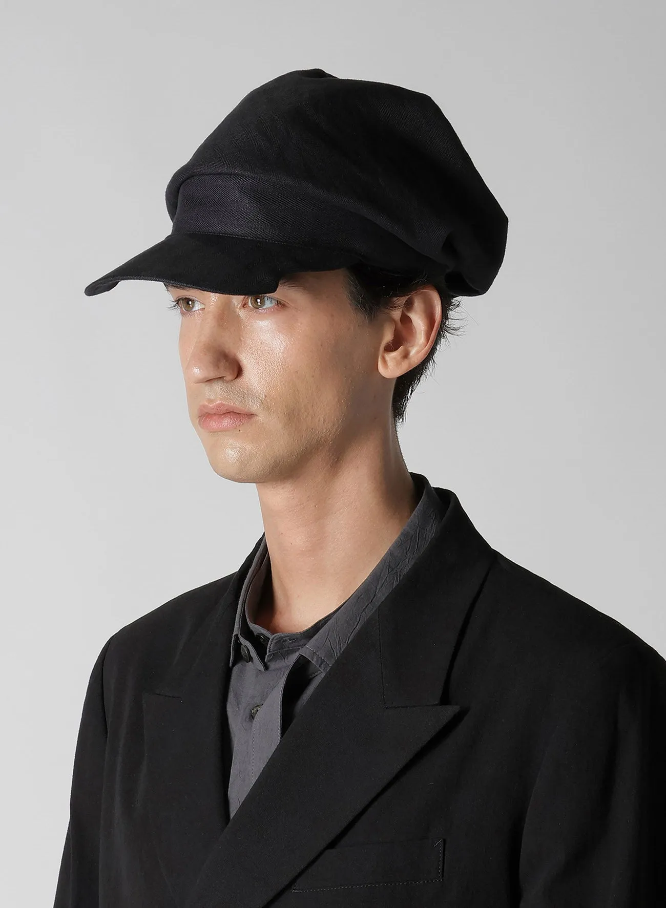 LINEN HERRINGBONE DRAPE CAP