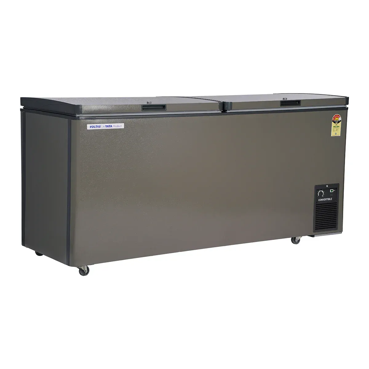 Voltas CVF320 DA4 P2 PL 320 Litre 2-Door Hard Top Deep Freezer | CFC-Free, Castor Wheels, Lockable Storage | 4 Year Compressor Warranty