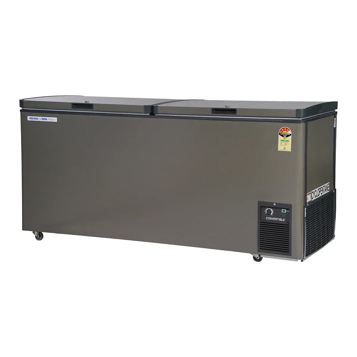 Voltas CVF320 DA4 P2 PL 320 Litre 2-Door Hard Top Deep Freezer | CFC-Free, Castor Wheels, Lockable Storage | 4 Year Compressor Warranty